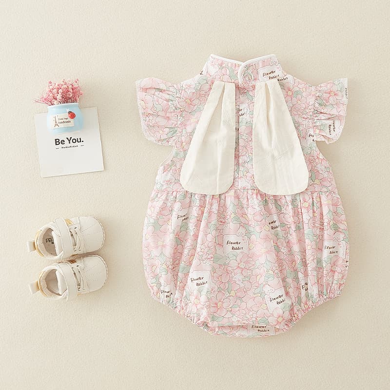 Baby Tang Suit Hanfu Bodysuit Summer Floral Cheongsam Girl Baby Wrap Bodysuit Triangle Crawling Suit Photo Outfit