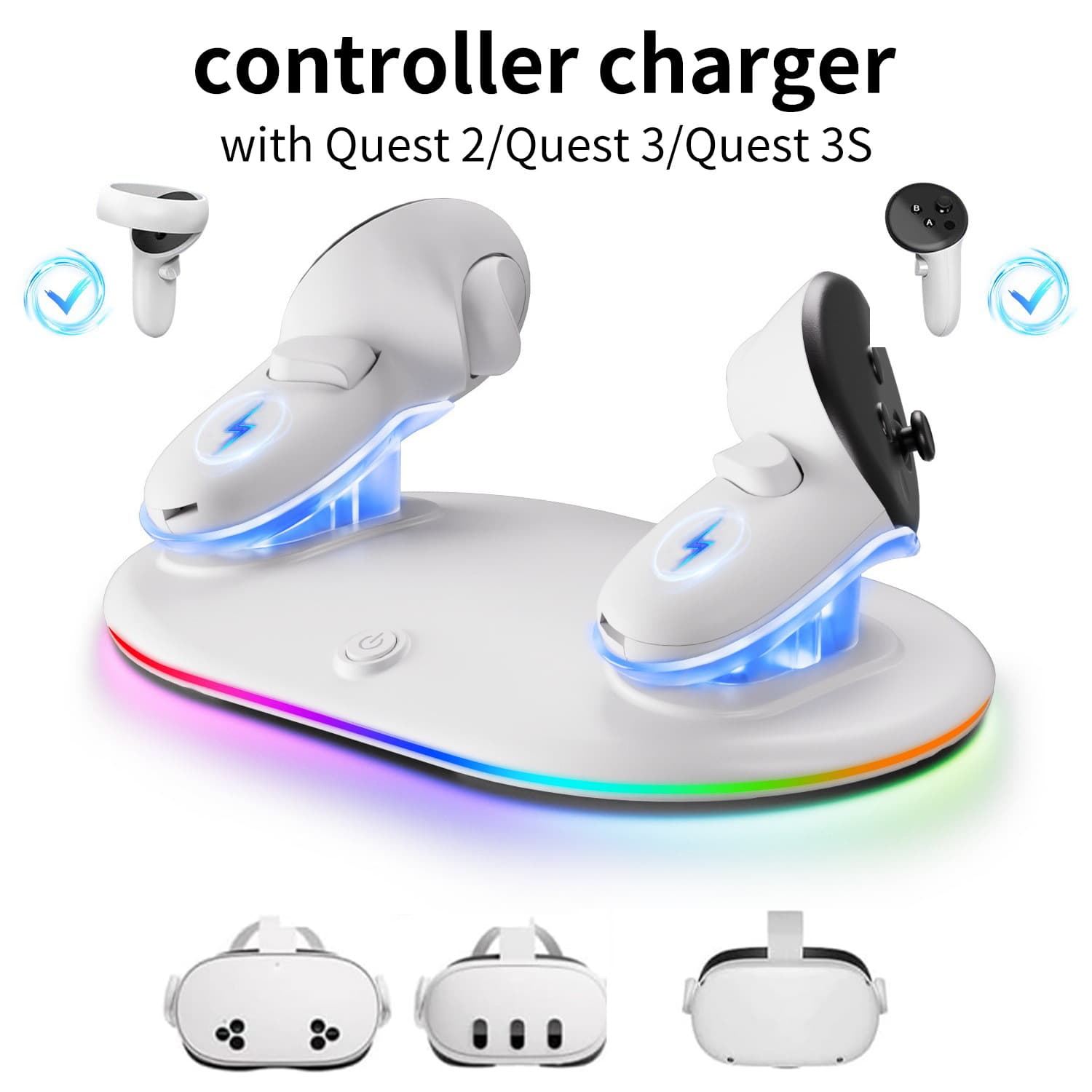 Compatible with Meta Quest 2/3/3S Controller Charging Dock, Magnetic Charging, Fast Charging, Longer Battery Life, Eco-Friendly
