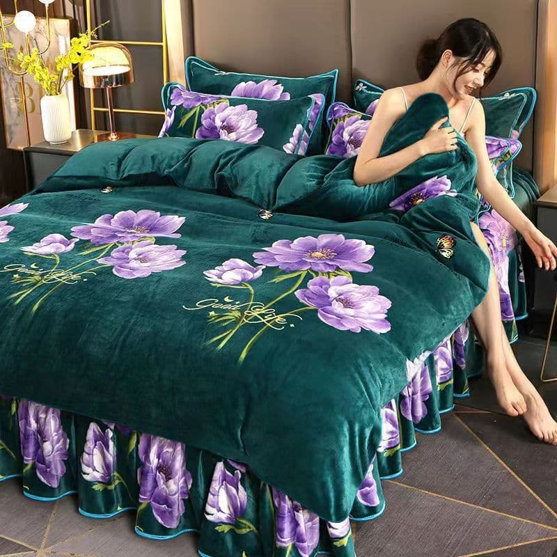 Fleece Single Piece Flannel Duvet Cover Plush Warm Duvet Cover Coral Winter Double Thick Double-Sided Fleece Duvet Cover Single