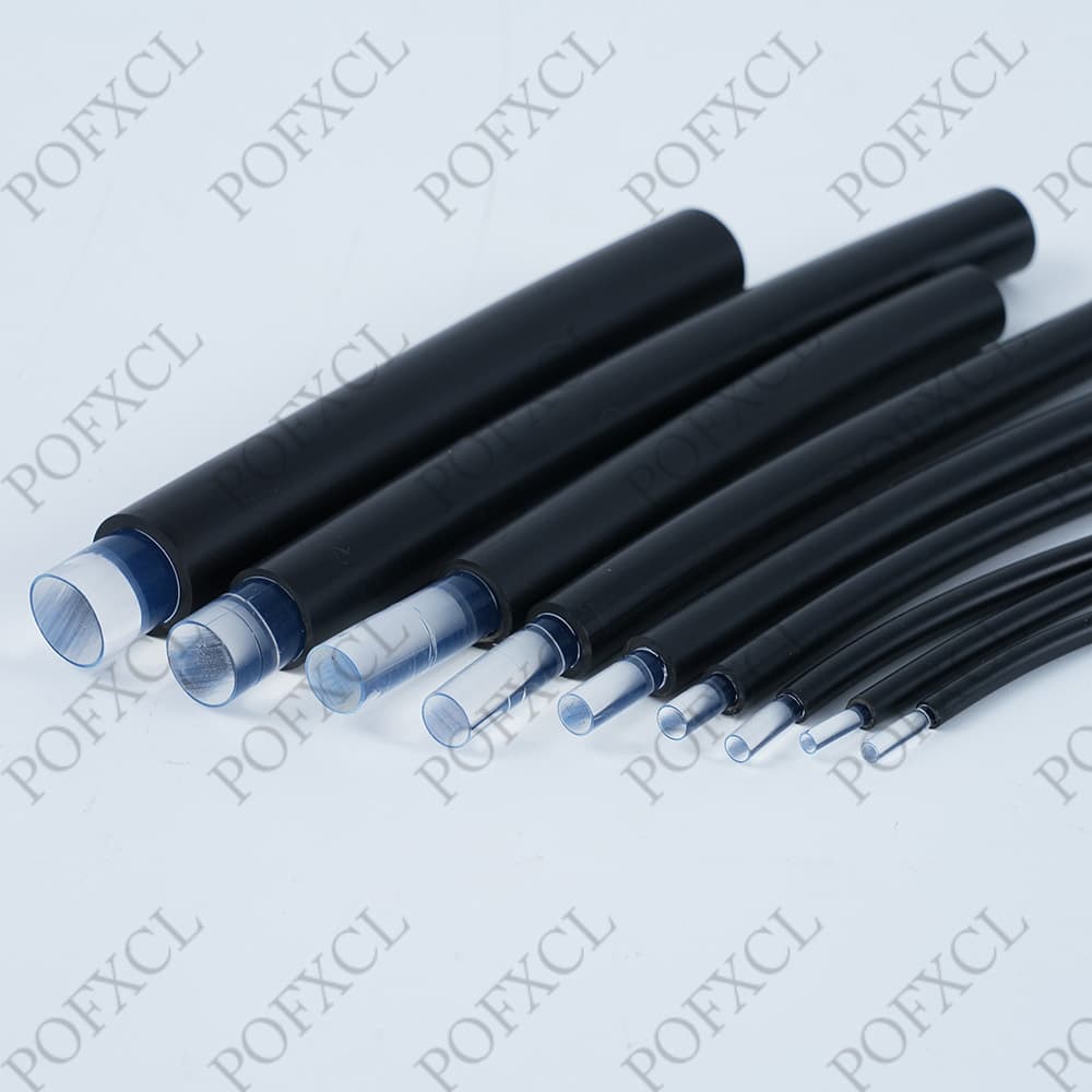 Solid PVC-coated black fiber optic core, 5.0mm outer diameter, 7mm outer diameter, plastic fiber optic cable at the tail end, in-ground light.