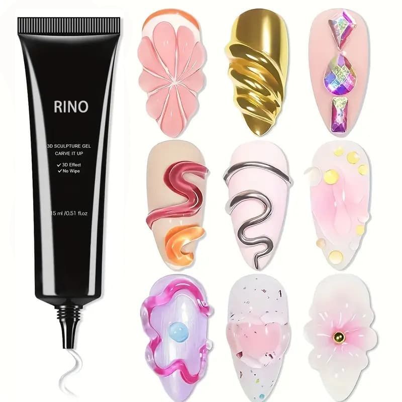 Cross-border Nail Art Strong No-Wipe Rhinestone Glue 3D Gel UV Lamp Curing 3D Effect Moldable Rubbing Powder Sculpting Gel