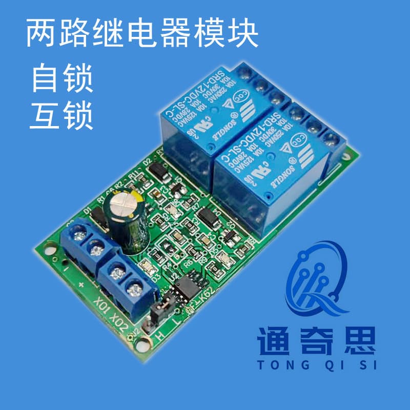 2-Channel Self-Locking Interlocking Relay Module 5V12V24V DC 10A Selector Switch Forward-Reverse Automotive Electromagnetic