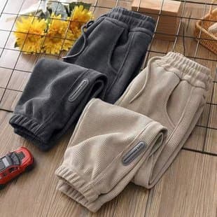 Boys' Pants 2024 Autumn/Winter New Thick Warm Sports Pants Corduroy Casual Cotton Long Pants