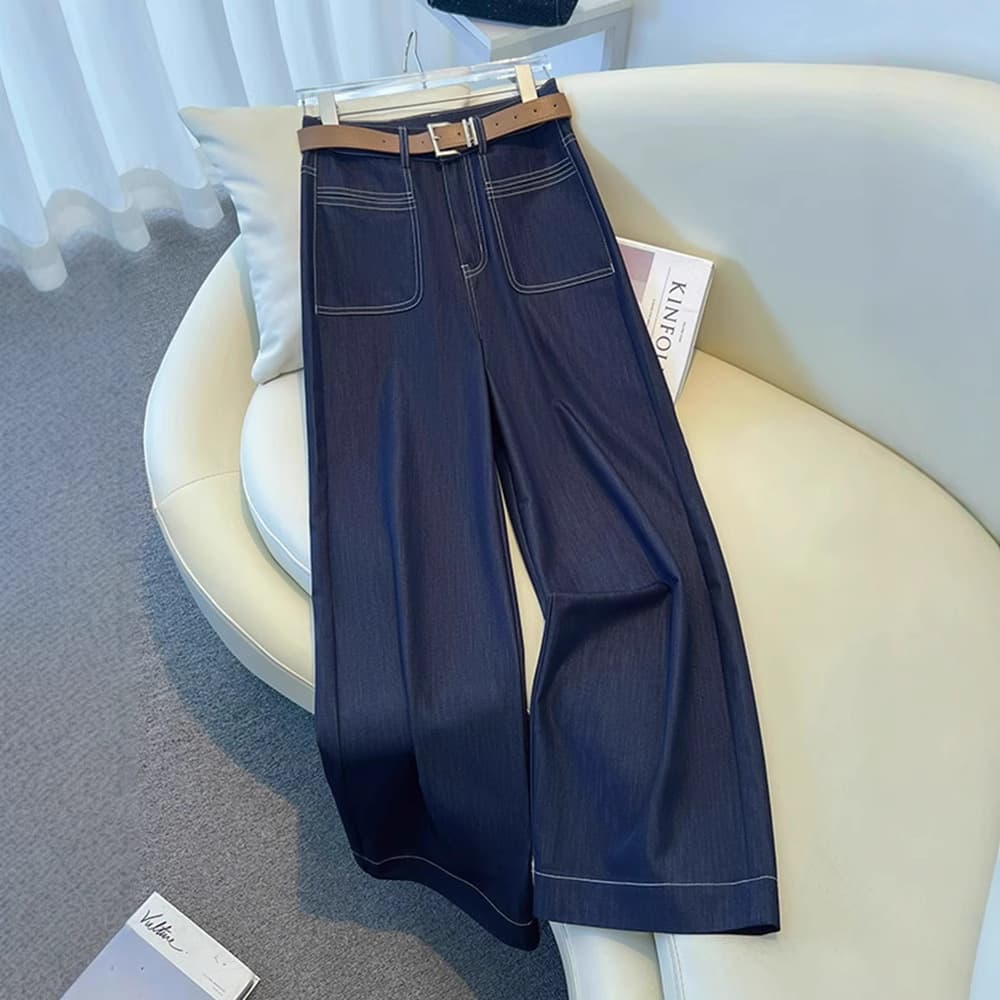Tencel Denim Wide Leg Jeans Women Summer Thin 2025 New Draped Lyocell Ice Silk Hot Style Loose Straight Leg Pants