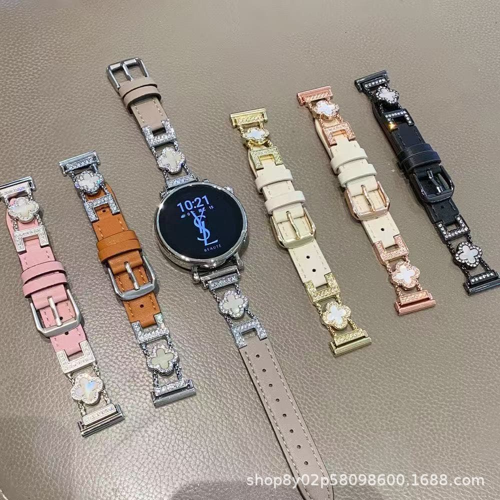 Manufacturer Wholesale Diamond-Encrusted Four-Leaf Clover Luxury Watch Strap Suitable for Apple Iwatchs11, Xiaomi Mi Band 10, Huawei Gt6
