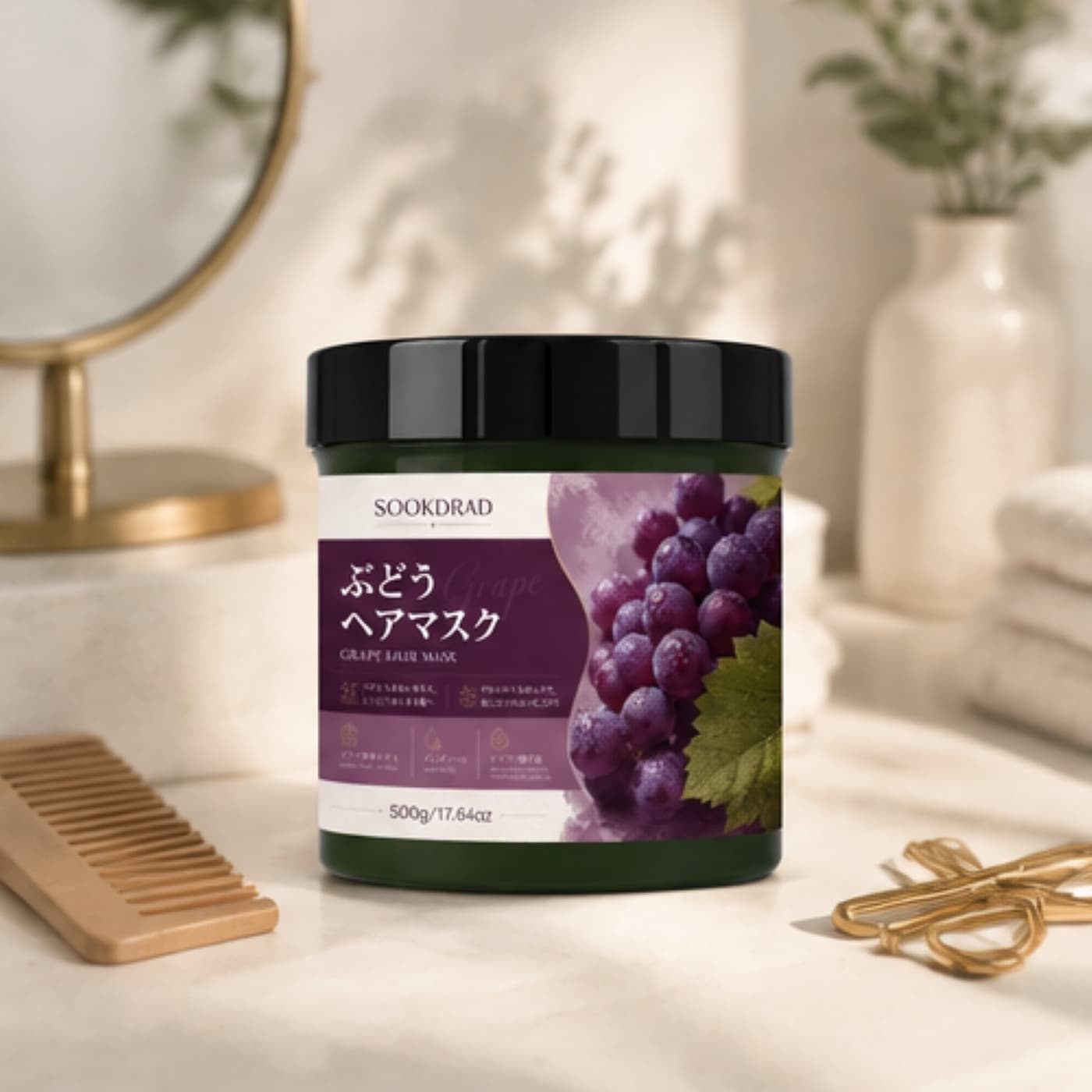 Cross-border Grape Essence Nourishing Smoothing Glossy Repair Hair Mask for Frizzy Hair Foreign Trade