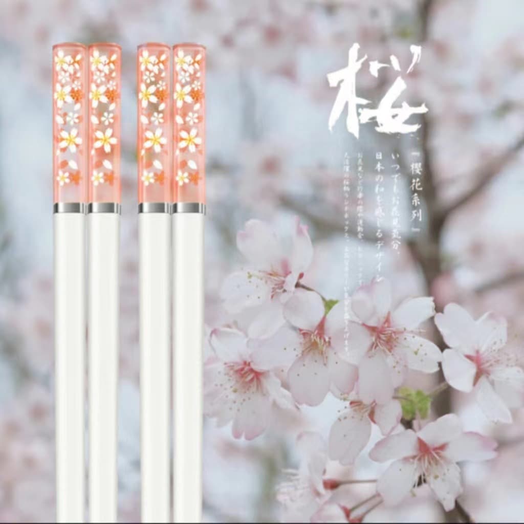 High-Temperature Resistant Alloy Chopsticks for Restaurants, Chinese and Western Food, Commercial Use, Cherry Blossom Chopsticks, Household Chopsticks