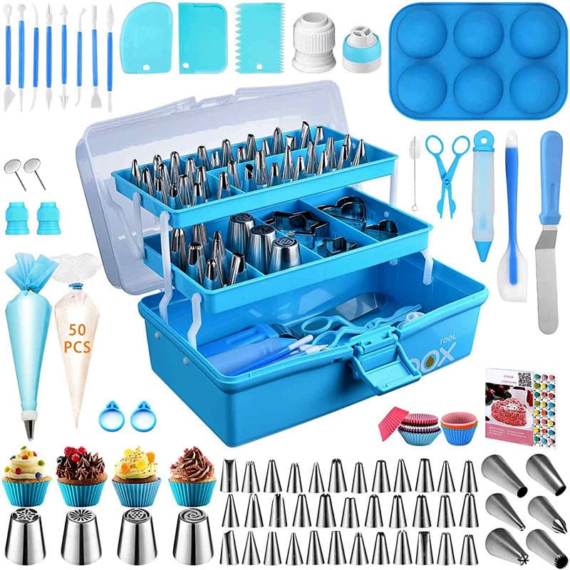 Amazon 236-Piece Baking Tool Storage Box Cake Decorating Piping Nozzles Piping Bags Spatula Tools Wholesale