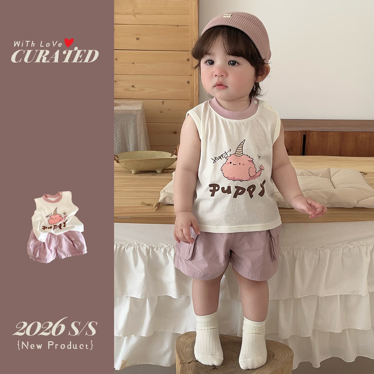 One-year-old baby boy sleeveless vest summer skin-friendly thin A-type shorts summer children's clothing 1 boys fashionable suit