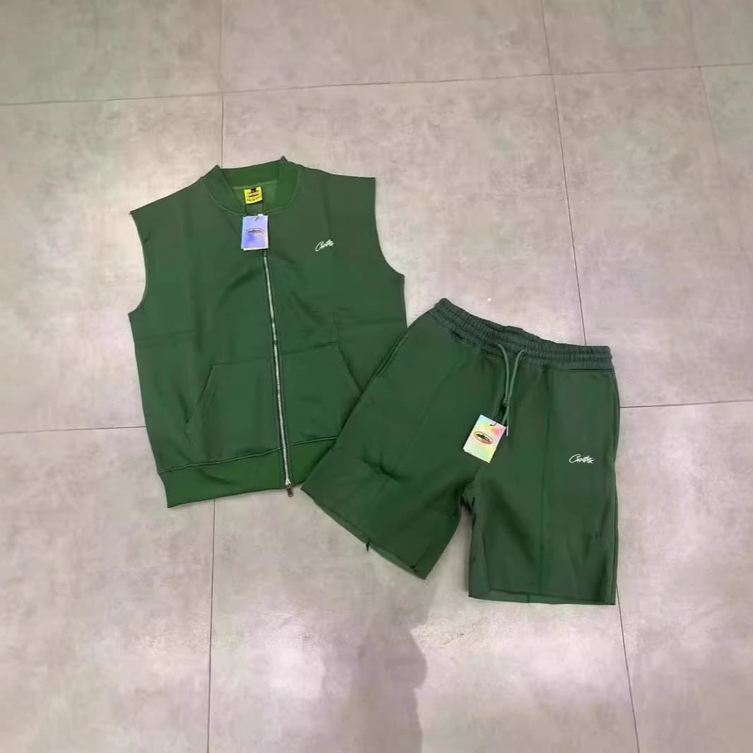 Cross-border foreign trade corteiz street embroidery zipper vest Alcatraz Alcatraz shorts new suit