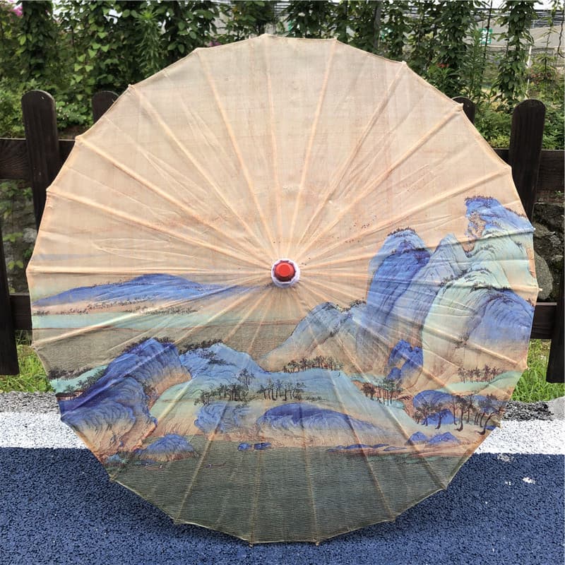 A Thousand Miles of Rivers and Mountains" painting oil-paper umbrella, ancient-style Hanfu photo prop umbrella, classical retro costume umbrella