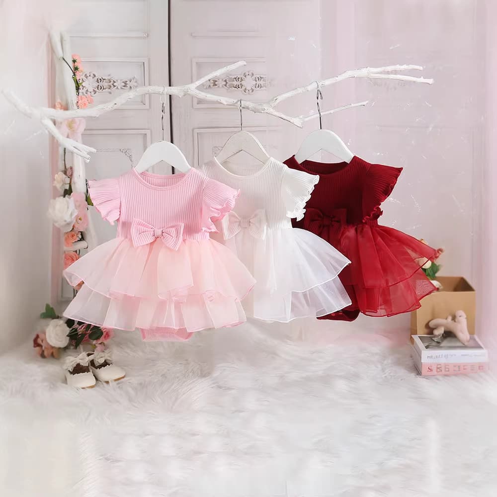 Baby mesh princess skirt full moon 100th photo one-year-old party dress one-year-old baby girl dress princess dress