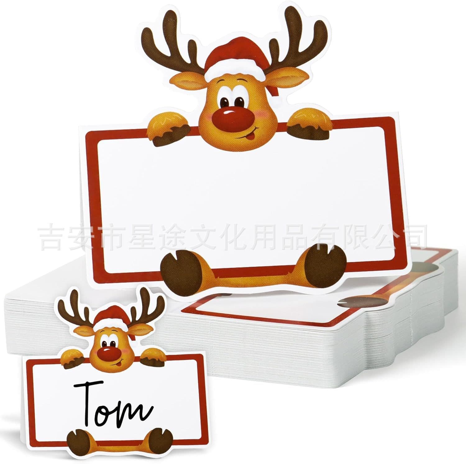 Christmas reindeer table card, foldable seat card, suitable for Children's Day, Christmas party, birthday banquet.