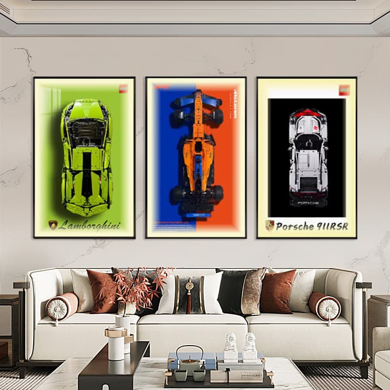 Lego Wall-Mounted Brick Display Frame Porsche 911 Car Wall Frame Toy Wall Art Car Picture Frame Hanging Painting