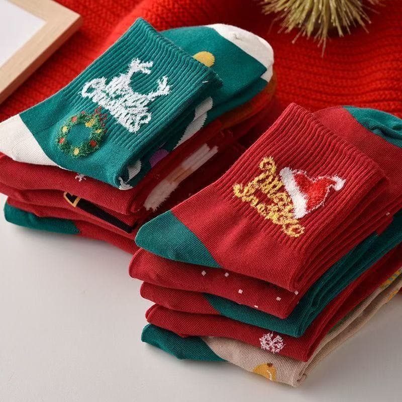 Christmas Gifts, Men's and Women's Cute Creative Mid-Calf Socks, Autumn and Winter Red Holiday Socks, Couples Socks Wholesale
