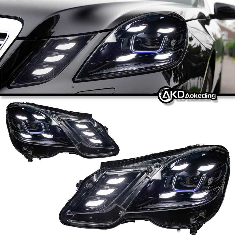 Compatible with 10-13 Mercedes-Benz E-Class W212 Headlight Assembly Modification LED Daytime Running Light Turn Signal Bi-Xenon Lens
