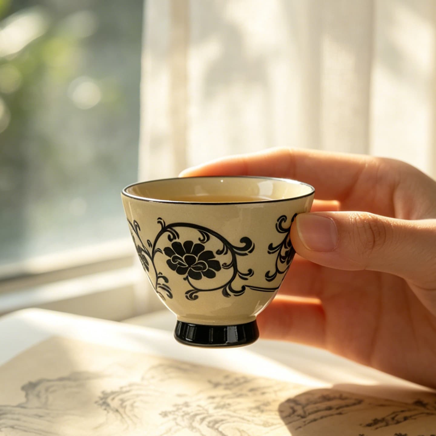 Retro master cup home kung fu tea set personal tea cup Chinese single cup drinking ceramic bamboo hat cup simple