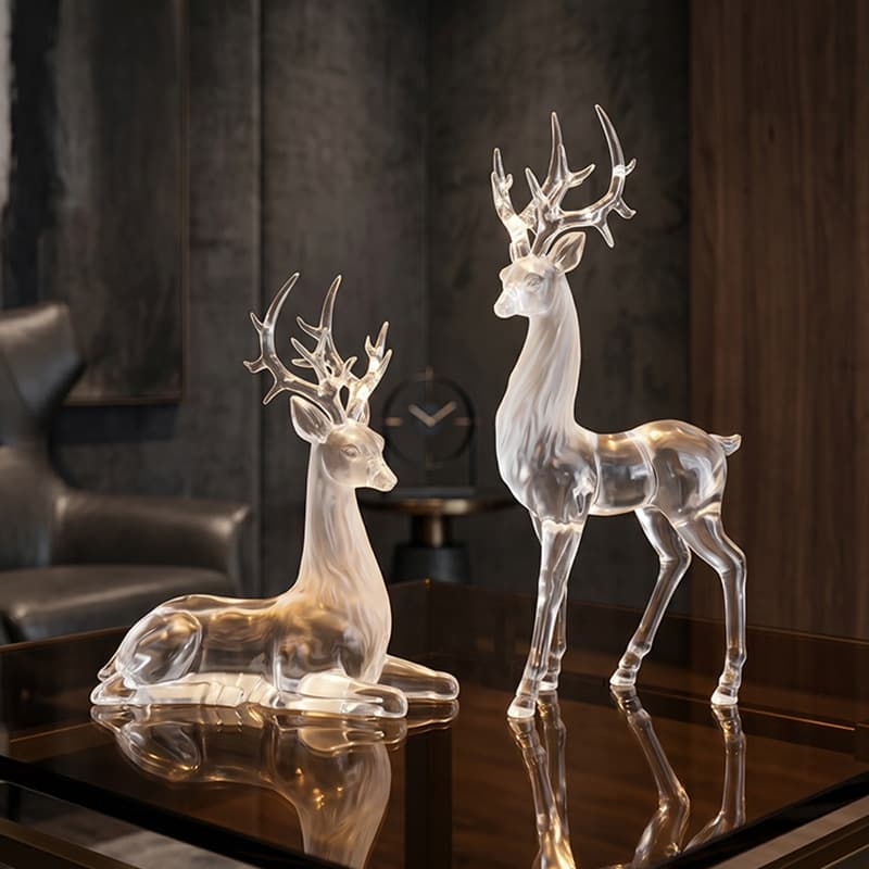 Nordic simple crystal acrylic elk light luxury ornaments home living room study bookshelf bookcase cafe bookstore