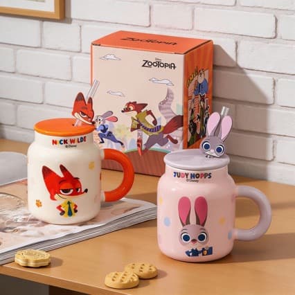 Zootopia Ceramic Mug with Lid, New Home Style, High Appearance, Official Collaboration Coffee Mug
