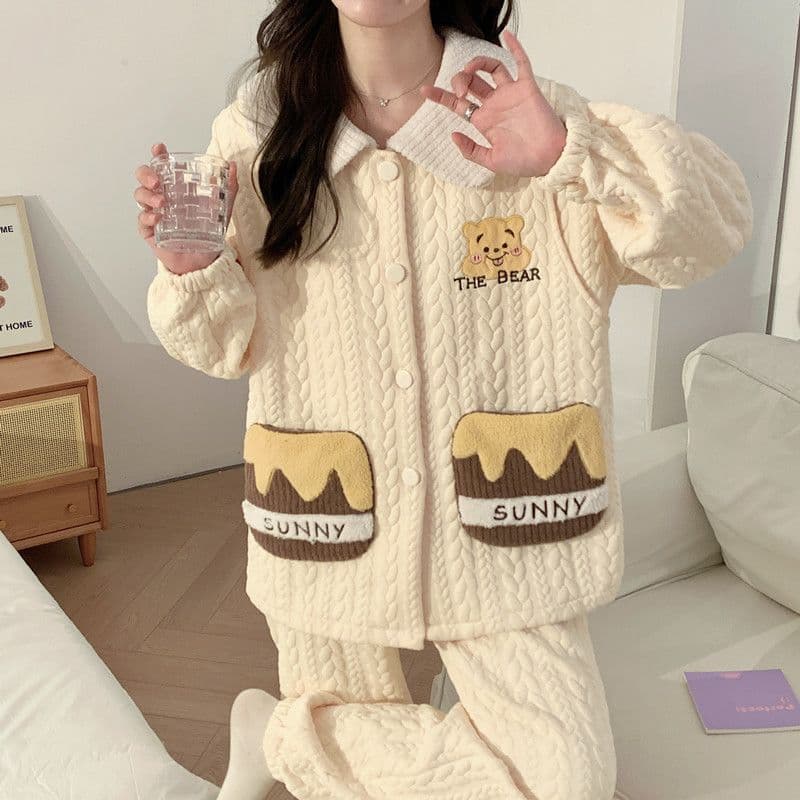 Autumn/Winter Style Air Cotton Confinement Suit Maternity October Confinement Adjustable Long-Sleeve Side Nursing Maternity Sleepwear