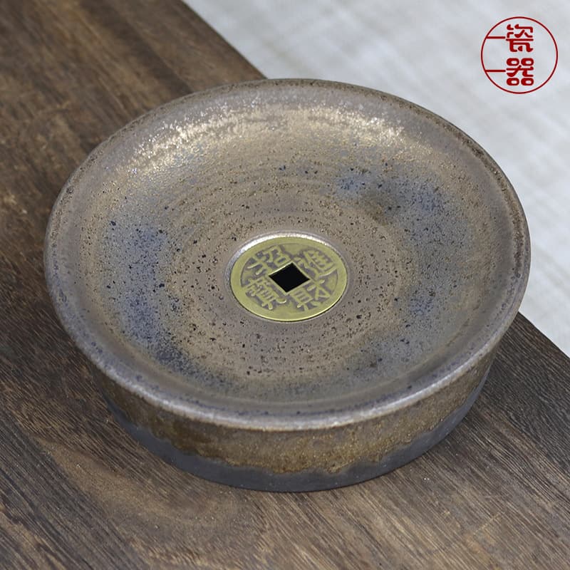 Chinese Coin Pot Saver Ceramic Tea Coaster Small Tea Tray Coarse Pottery Home Office Pot Holder Water Storage Round Dry Brewing Platform