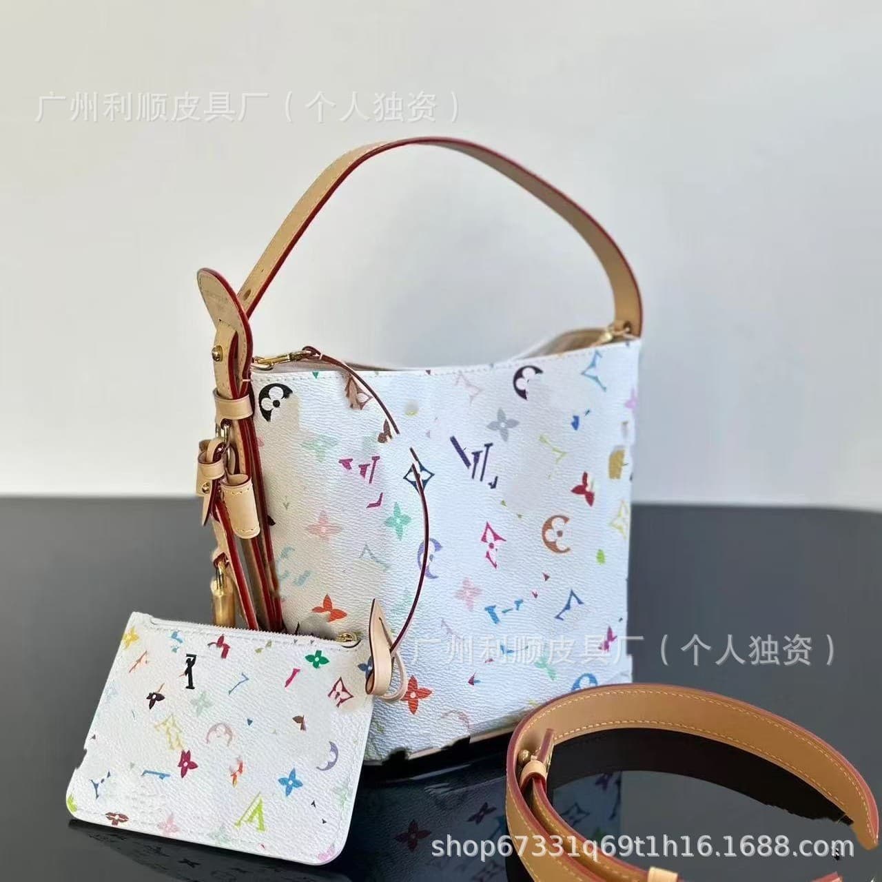 Guangzhou Foreign Trade Direct Supply White Tricolor Bucket Bag Murakami All In BB Series Monogram Tote Basket Bag for Women