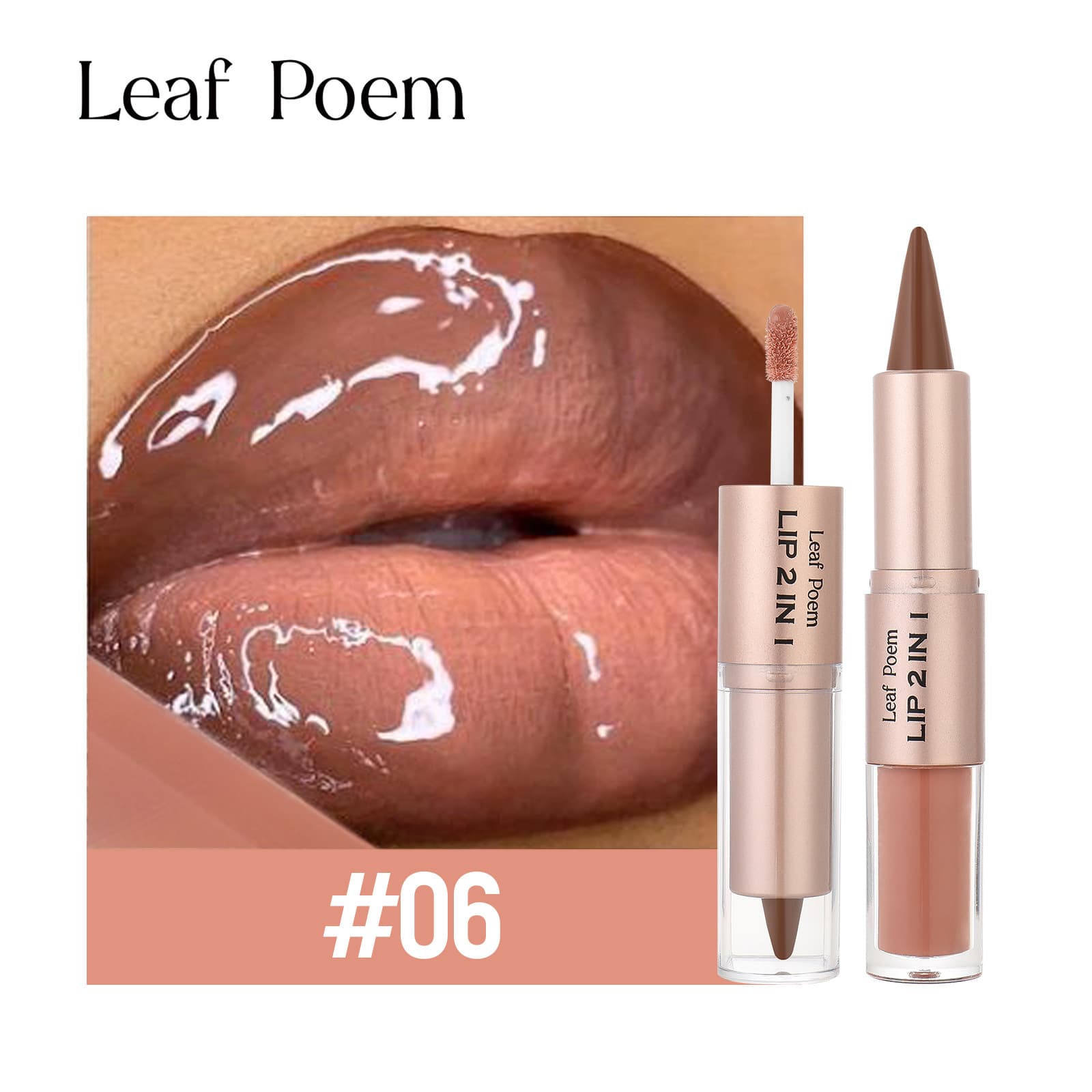 Cross-border dual-ended lipstick lip liner lip gloss 2-in-1 makeup, matte lip liner lipstick, mirror lip gloss lip lacquer