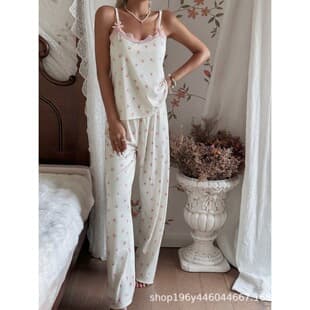 Sexy Youyi Zhai Long Sleeve Loungewear Korean Double Layer Cotton Gauze Pure Cotton Pajamas Women Sweet Round Neck A017