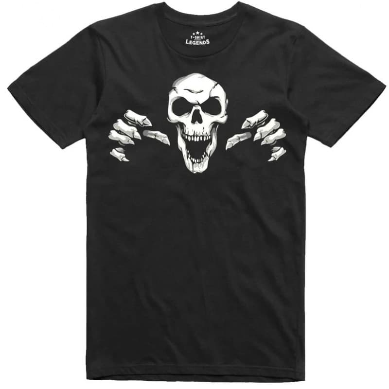 【Cross-border EU Size】Horror Mens T Shirt Skull Laughing Skeleton Goth