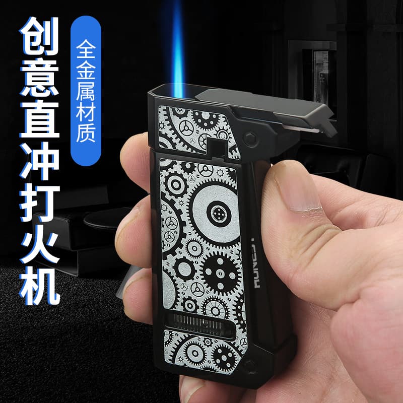 Premium High-End Windproof Lighter Refillable Creative Direct Blue Flame Cigar Moxibustion Lighter Wholesale Cross-Border