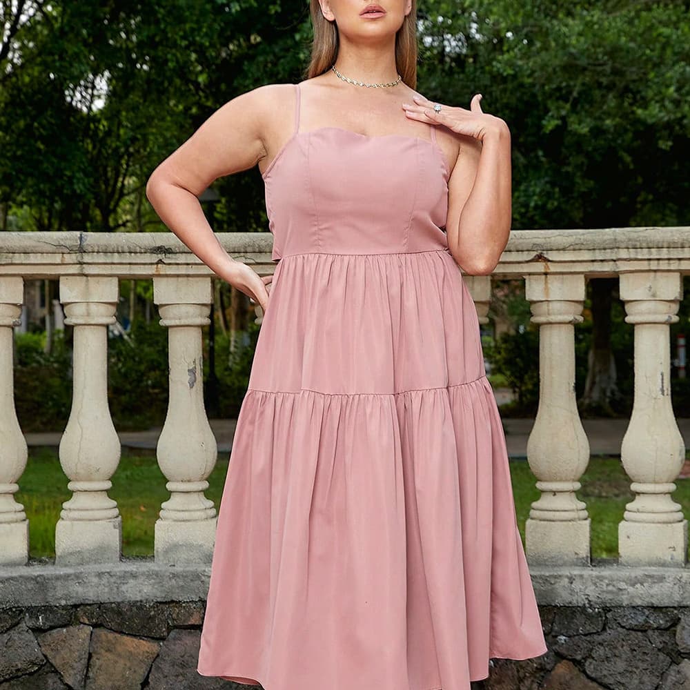 Summer new Amazon European and American plus size women's sexy temperament long dress bow suspender long skirt