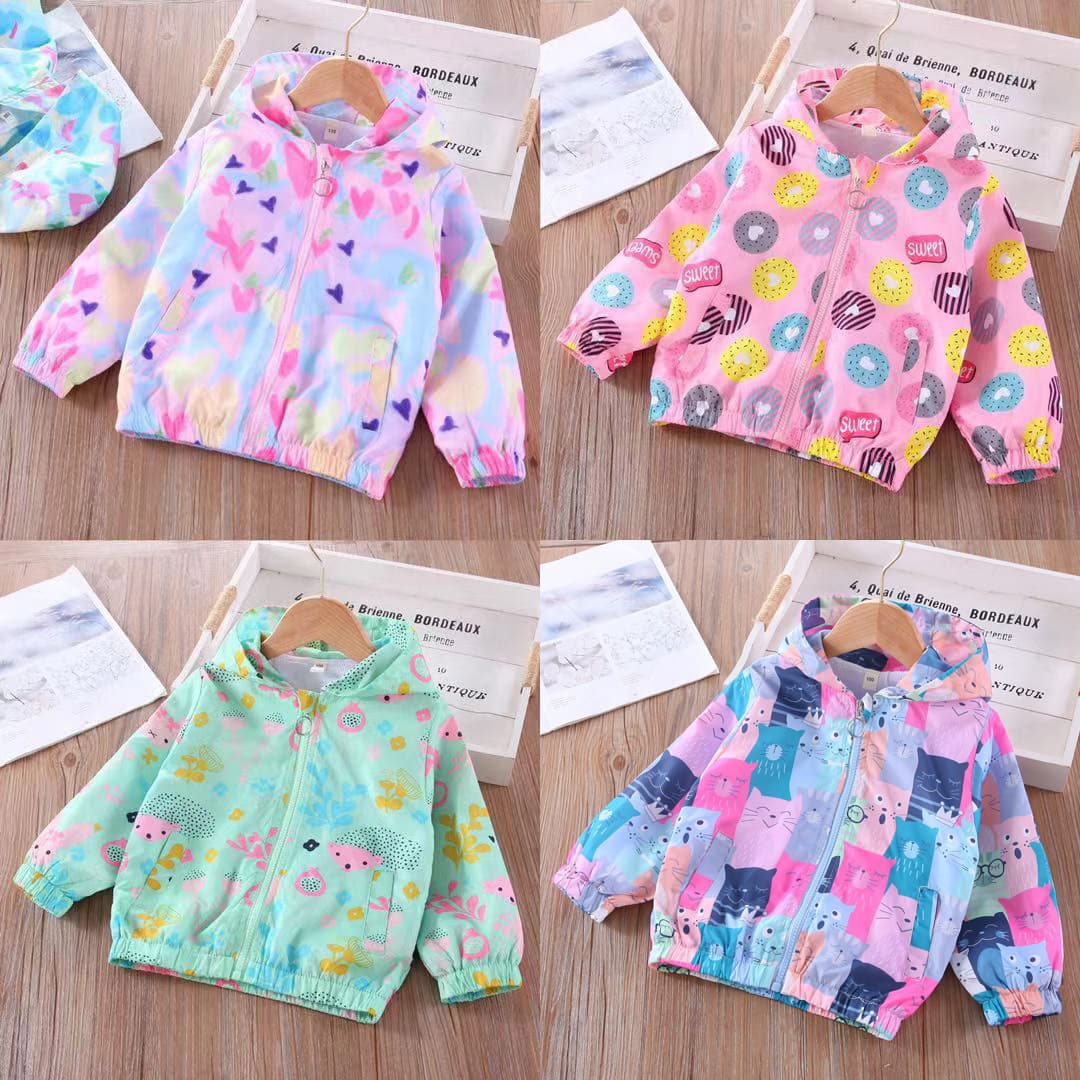 Korean Style Children's Coat Spring and Autumn New Full Print Cartoon Unicorn Jacket Girls' Cardigan Windproof