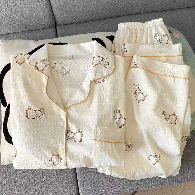 Women's Summer Long-Sleeve Cardigan Pajama Set, Wearable Outside, 2026 New Cloud Cotton, Premium Sweet Homewear Set