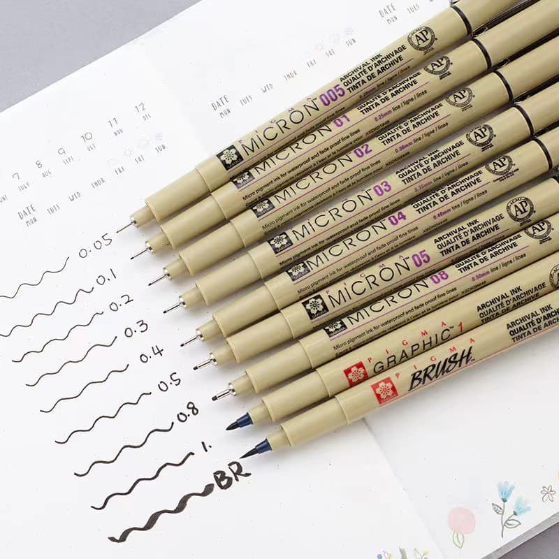 Cherry blossom liner pen, waterproof technical pen, hand-drawn design sketch pen, comic drawing pen, signature pen