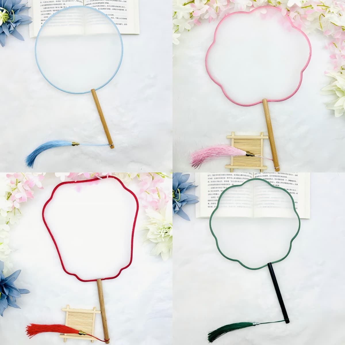 Blank round fan with irregular shapes, calligraphy, painting, fine brushwork, white handmade fan, DIY round palace fan