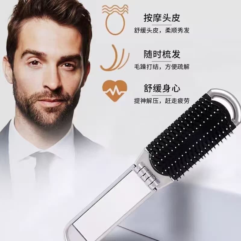 New Cartoon Sanrio Portable Folding Airbag Comb with Cat Design, Cross-Border Travel Makeup Mirror, Dual-Use Integrated Mirror and Comb Storage