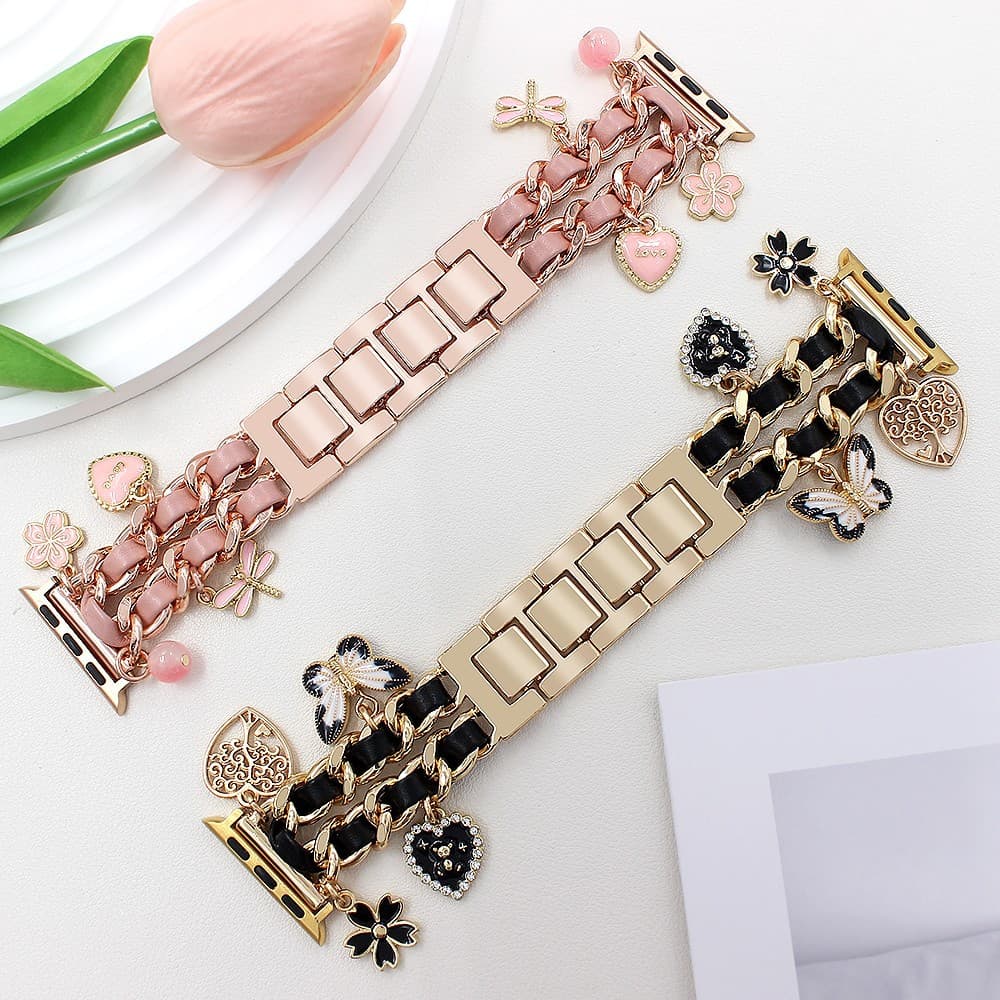 Butterfly Flower Pendant Strap for Apple Watch 5/6/7/8/9/S10 Smart Watch Band