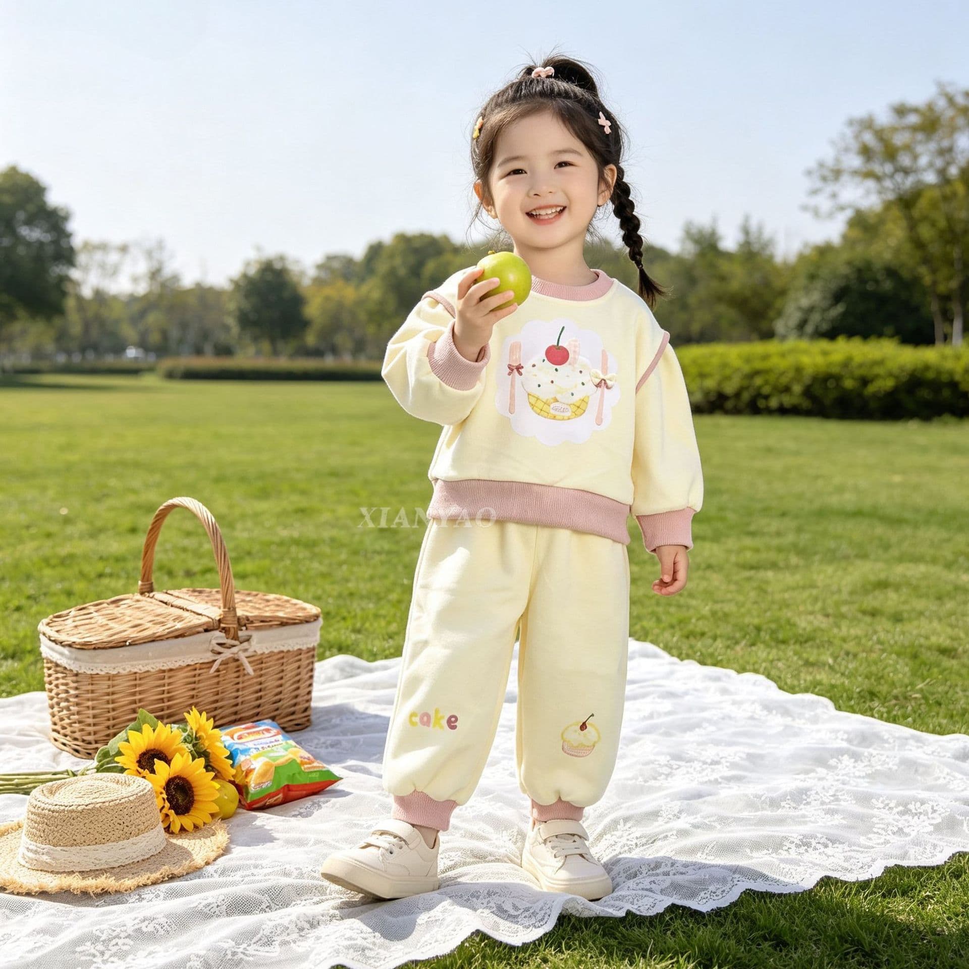 New Spring and Autumn Girls' Two-Piece Set Versatile Fashion Outfit Toddler Girls Super Cute Hoodie Set