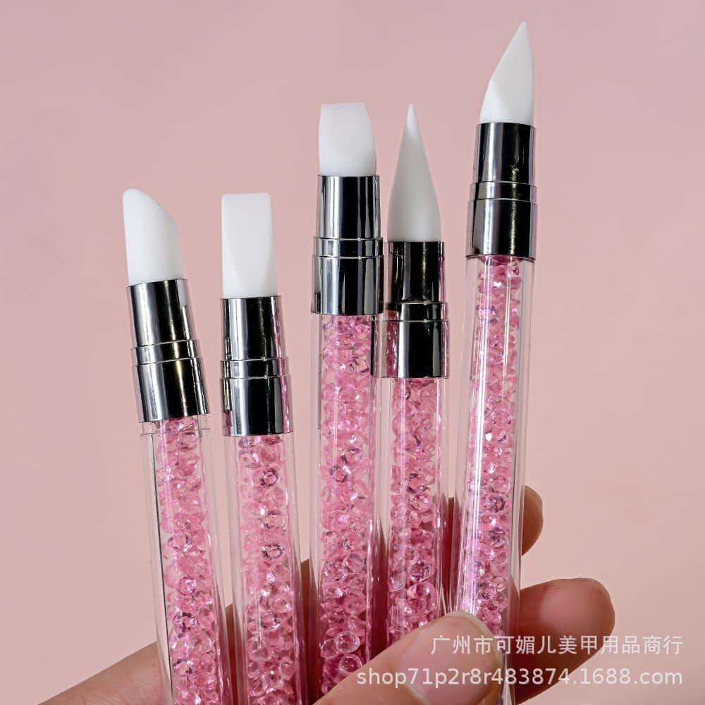 5-Pack Dual-Ended Silicone Dotting Pen for Nail Art, Hollow Carving & Embossing Pen, Nail Gel Brush Tip Tool
