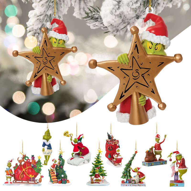 New Cross-border Christmas Tree Decoration Ornament Grinch Cartoon Character Acrylic Window Hanging