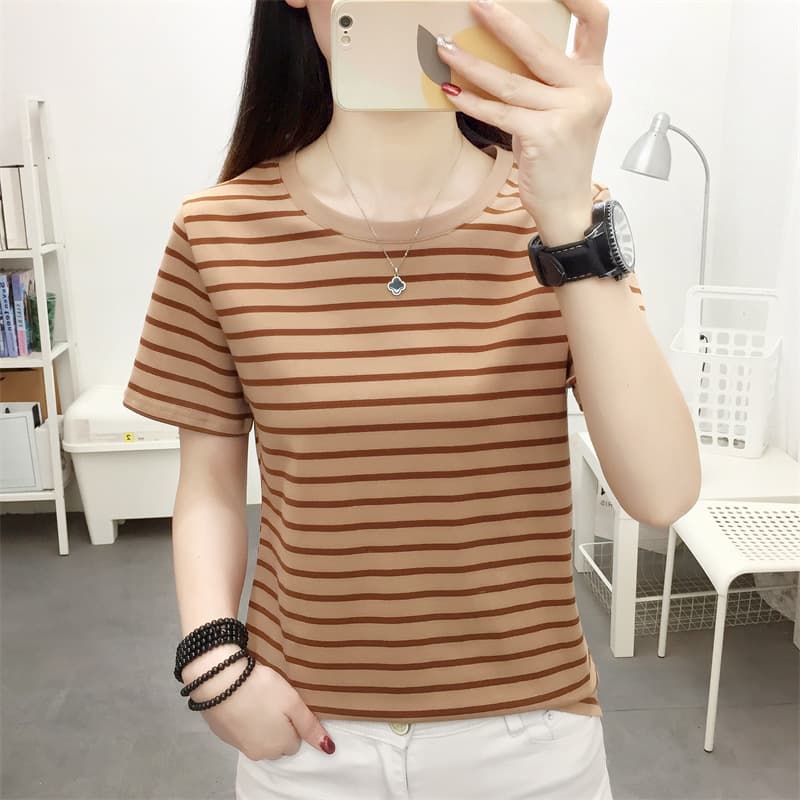 Loose Fit Plus Size Women's Cotton Short Sleeve T-Shirt Summer Korean Style Half Sleeve Concealing Top Comfortable Casual