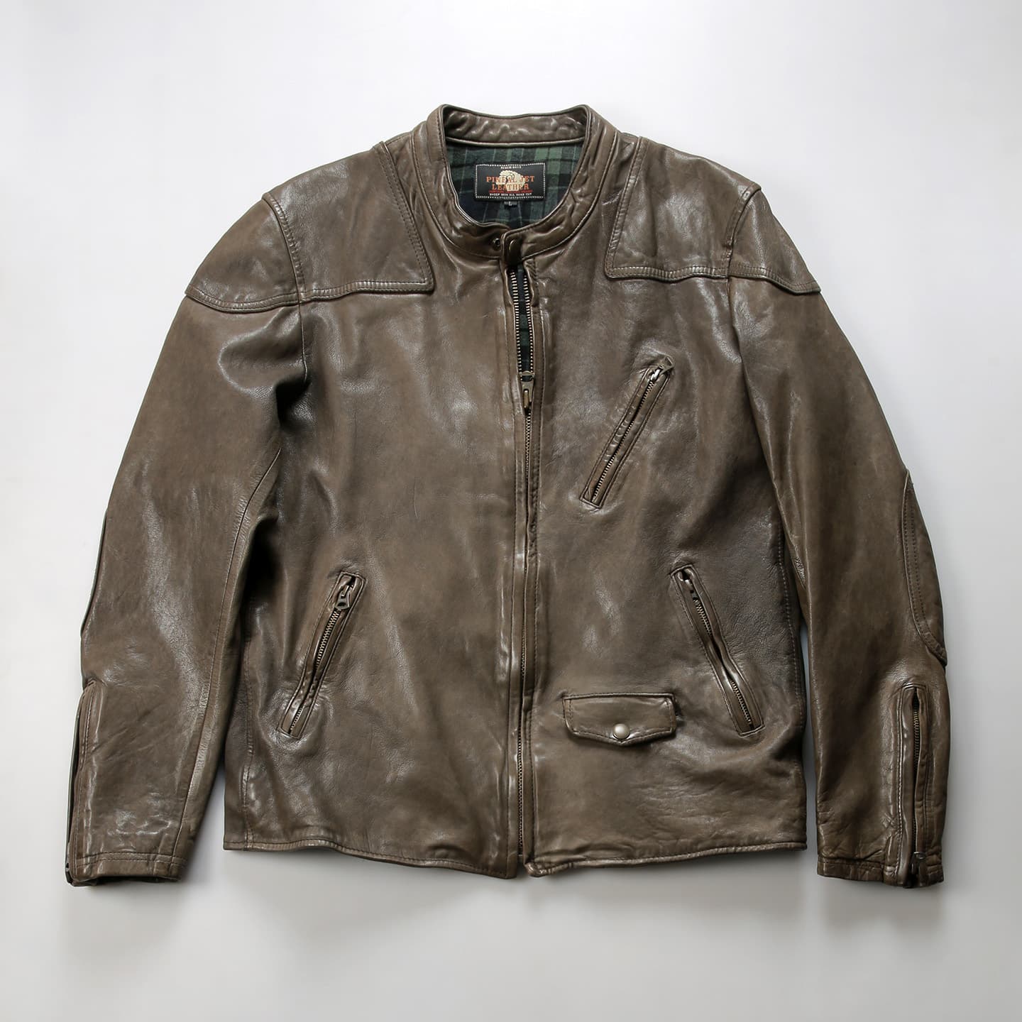 Heavy Wash Wrinkled Full Vegetable-Tanned Sheepskin Venom Leather Jacket, Motorcycle Jacket, Stand Collar Retro Men's Genuine Leather Coat