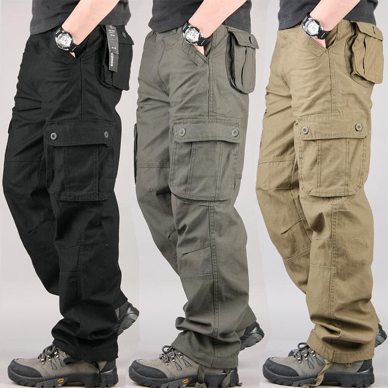 Cross-border Trade Pure Cotton Wear-resistant Multi-pocket Cargo Pants Straight-leg Workwear Loose-fit Trousers