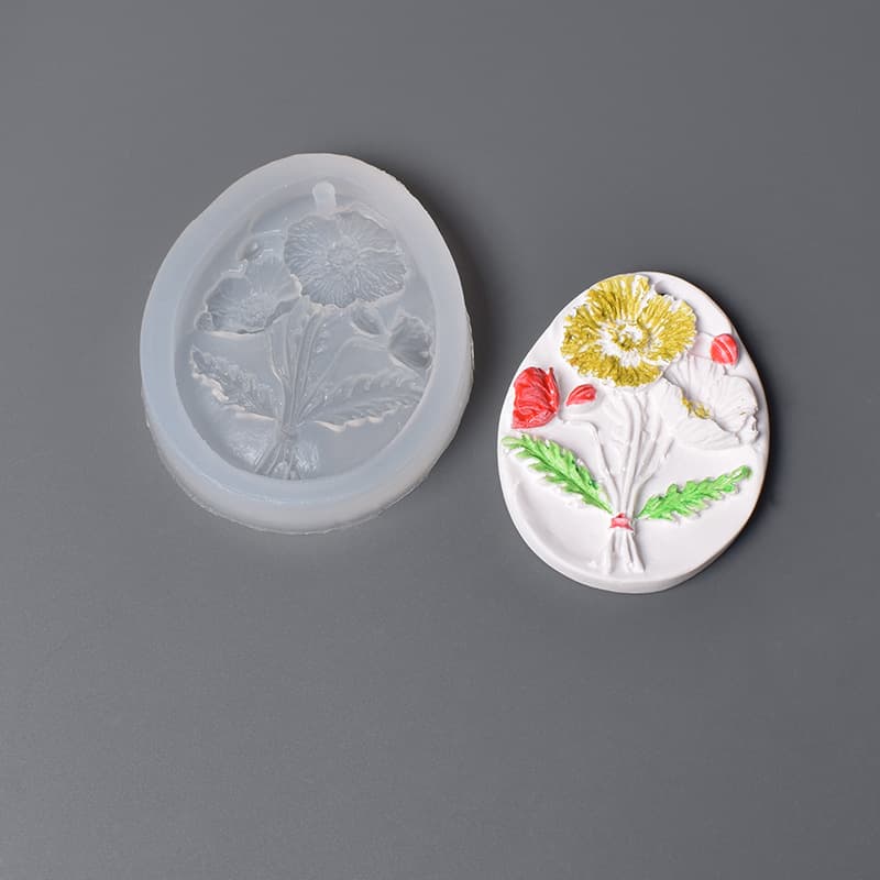Square Daisy, Morning Glory, Poppy Hanging Sign Silicone Mold for Plaster, Resin Pendant, Wax Sheet, Chocolate Mold