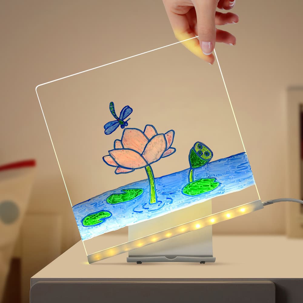 Cross-border erasable DIY children's light-up drawing board/message board/portable hand-painting ribbon holder/mini fluorescent board