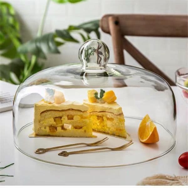 Free Shipping Transparent Glass Lid Cake Dessert Fresh-Keeping Glass Dome, Lead-Free Food-Grade Cover