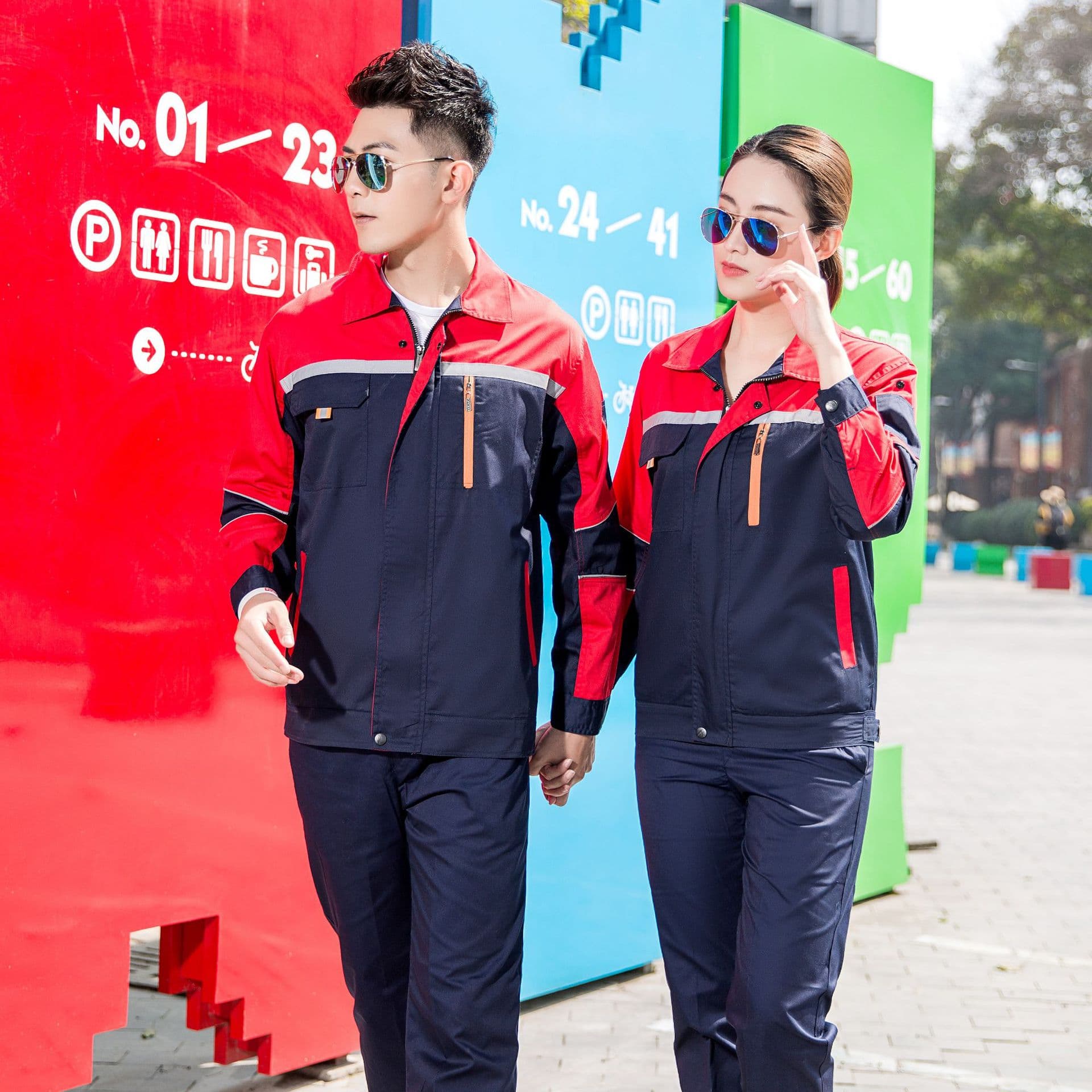 Summer Long-Sleeve Work Suit Set for Men, Thin Cotton Mechanic Auto Repair Shop Uniform, Durable Labor Protection Clothing