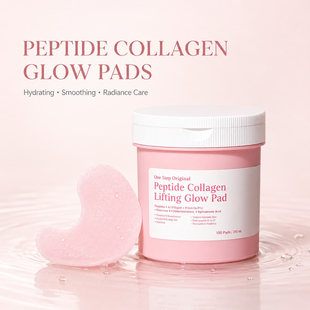 Peptide Collagen LiftingGlow Pad Collagen Facial Care Cotton Pads Hydrate and Moisturize
