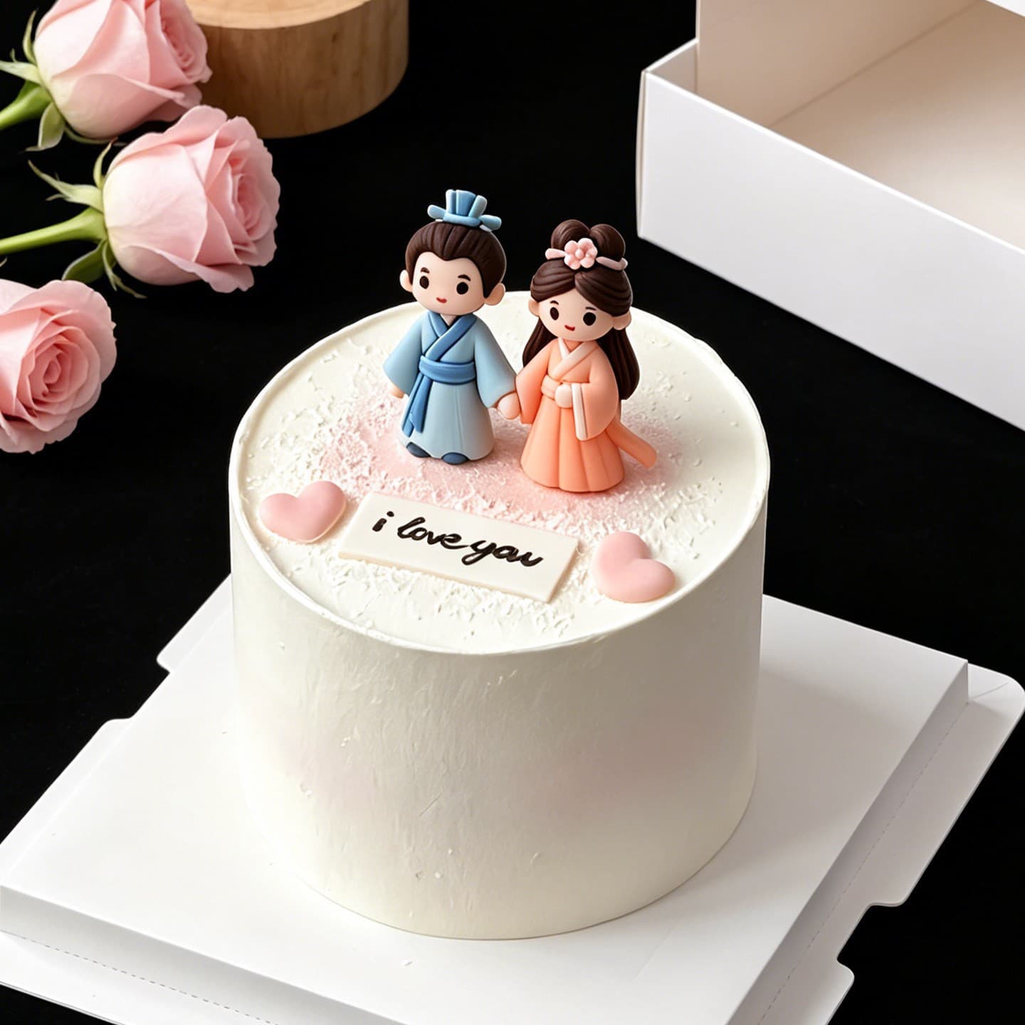 Internet celebrity Valentine's Day cake decoration Cowherd and Weaver Girl Love Destiny Chinese Valentine's Day soft plastic doll ornaments I love you plug-in