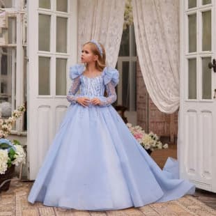 Cross-border European and American Export Girls Flower Girl Dress Train Birthday Piano Catwalk Performance Long Dress ML1213